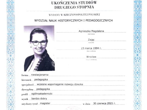 Certyfikat Agnieszka Zając